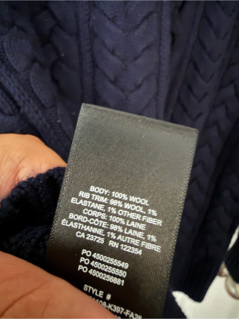 Aritzia Navy Cable Knit Navy Crewneck Sweater - Picture 6 of 6